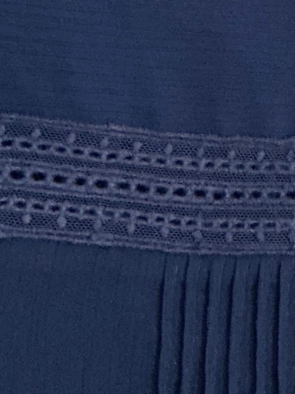 White House Black Market Blouse Navy Blue Size 8 Boho Style Top - Picture 8 of 13